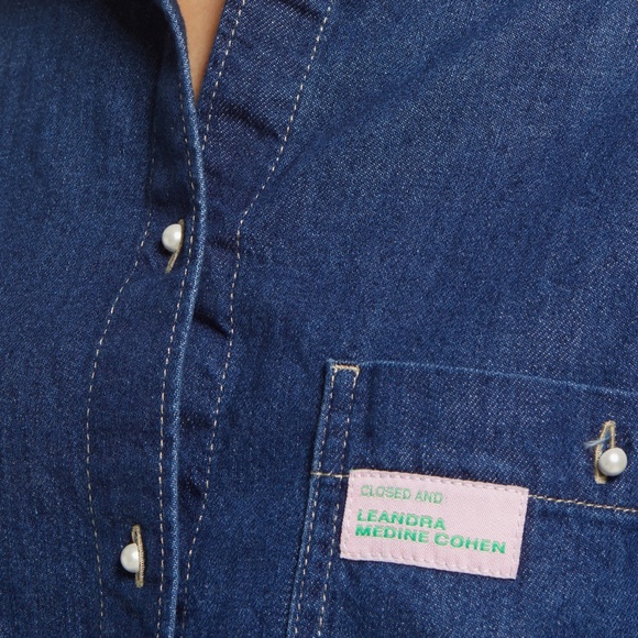 Closed x Leandra Medine Cohen Denim Button up shirt NWT - Picture 3 of 9